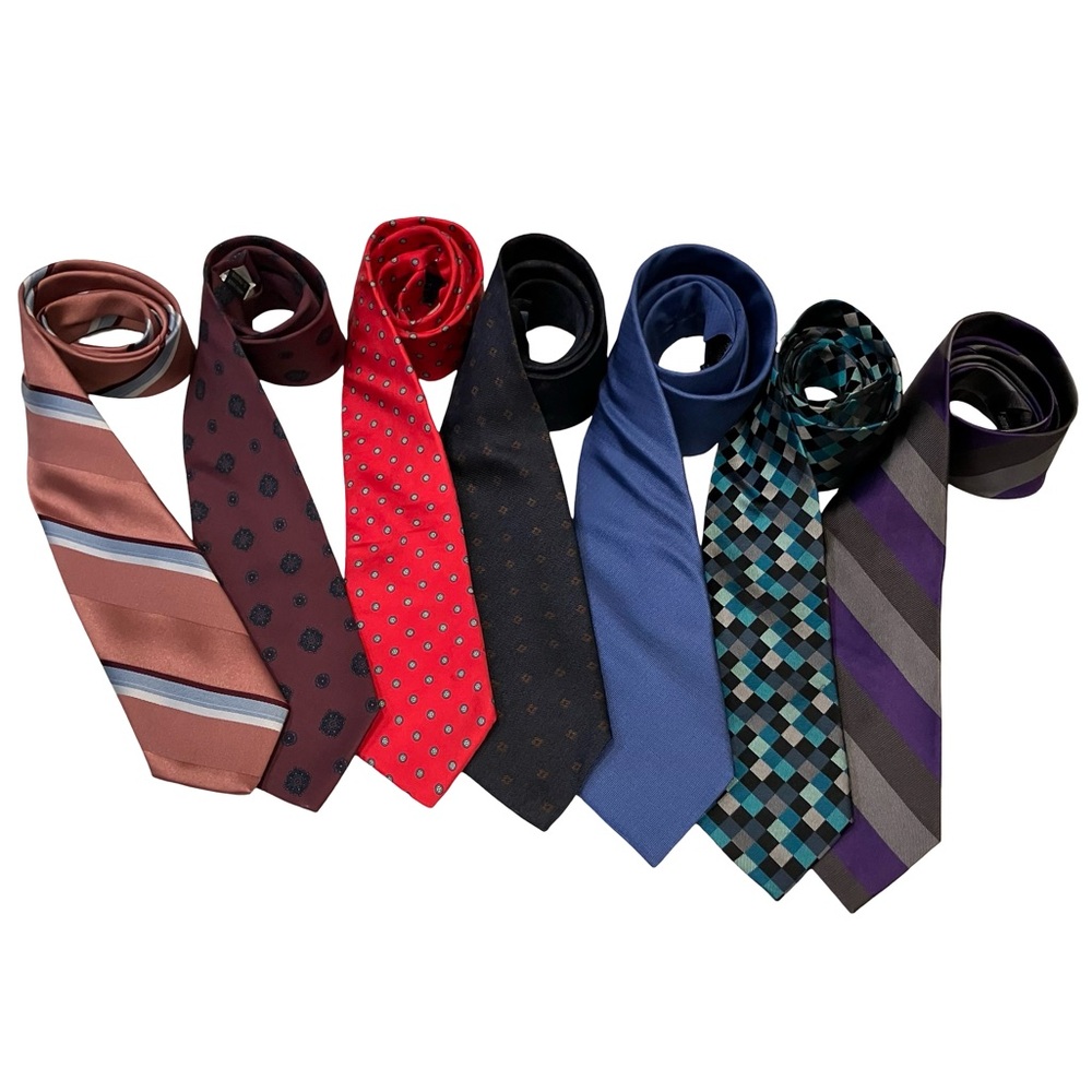 Mens Silk Ties Lot Of 7 Van Heusen 417 Alfani Austin Manor Nordstrom Patterned